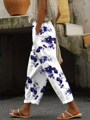 Floral Print Casual Pants with Pocket