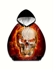 Burning Skull 3D Print Hoodie for Men Graphic Pullover Autumn