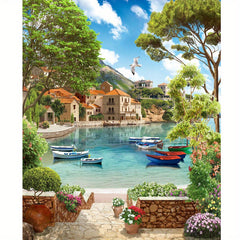 DIY Acrylic Paint By Numbers Kits Tree Lake Drawing Artwork Without Frame