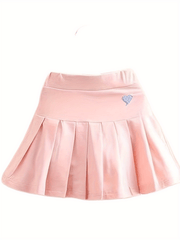 Girls Heart Embroidered Flare Skirt With Shorts for Kids