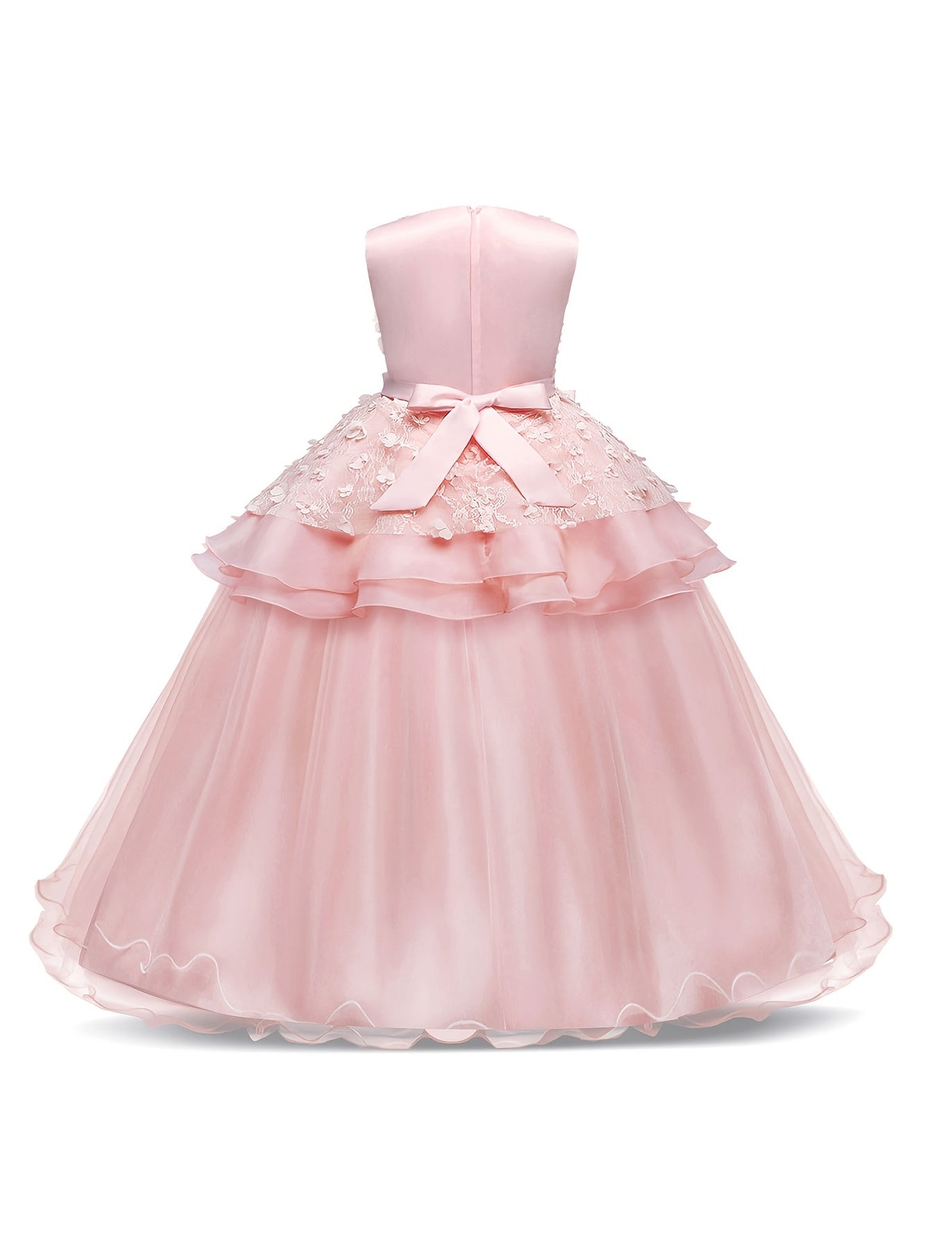 Girls Wedding Pageant Dress Long Tulle Bow