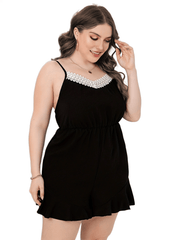 Colorblock Lace Trim Cami Romper