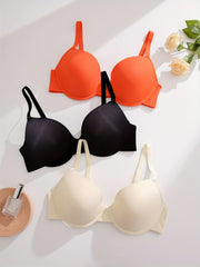 3 Pack Sexy Plus Bras Set Solid & Leopard Print Underwire Everyday 3pcs