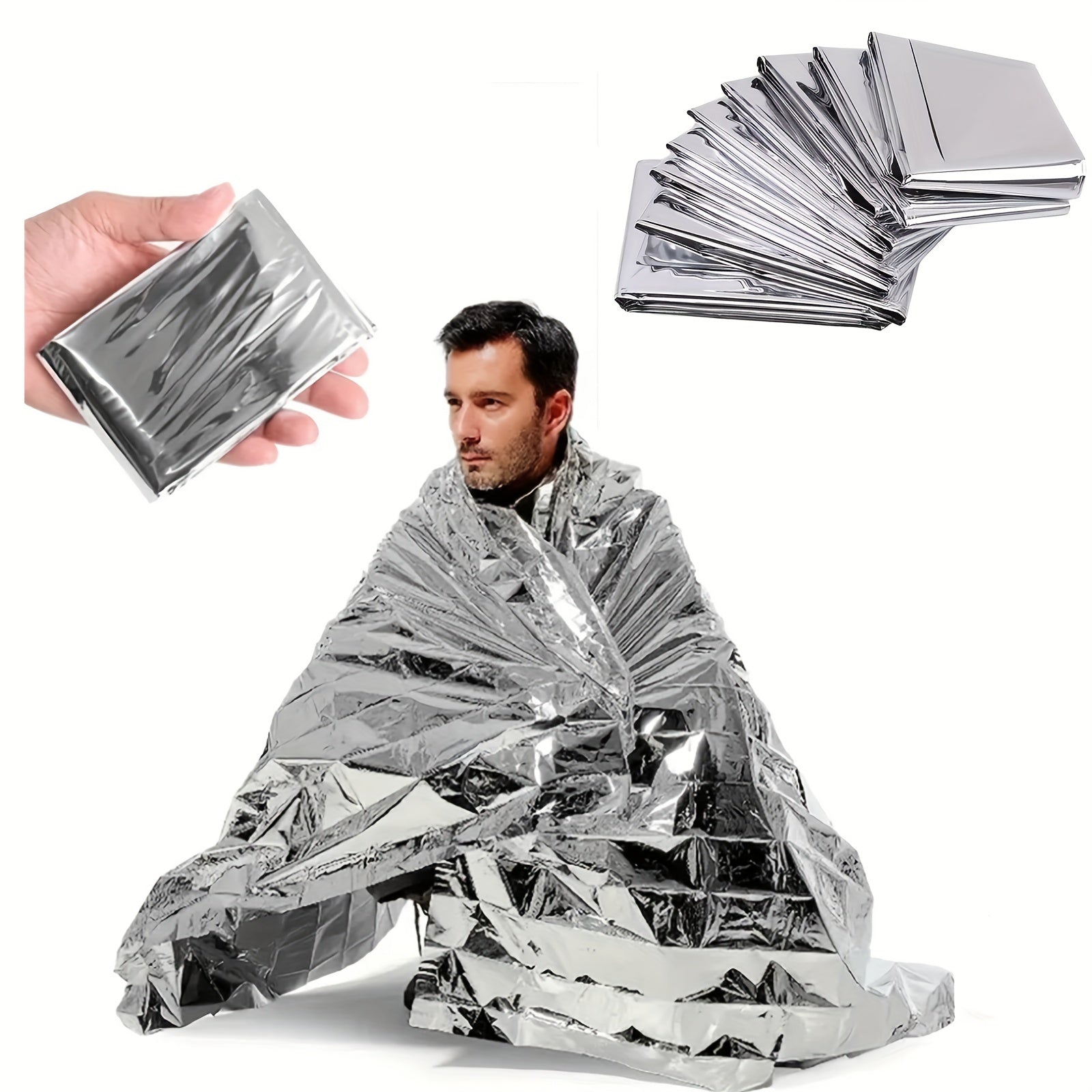 10pcs Emergency Mylar Thermal Blankets Waterproof Natural Disasters