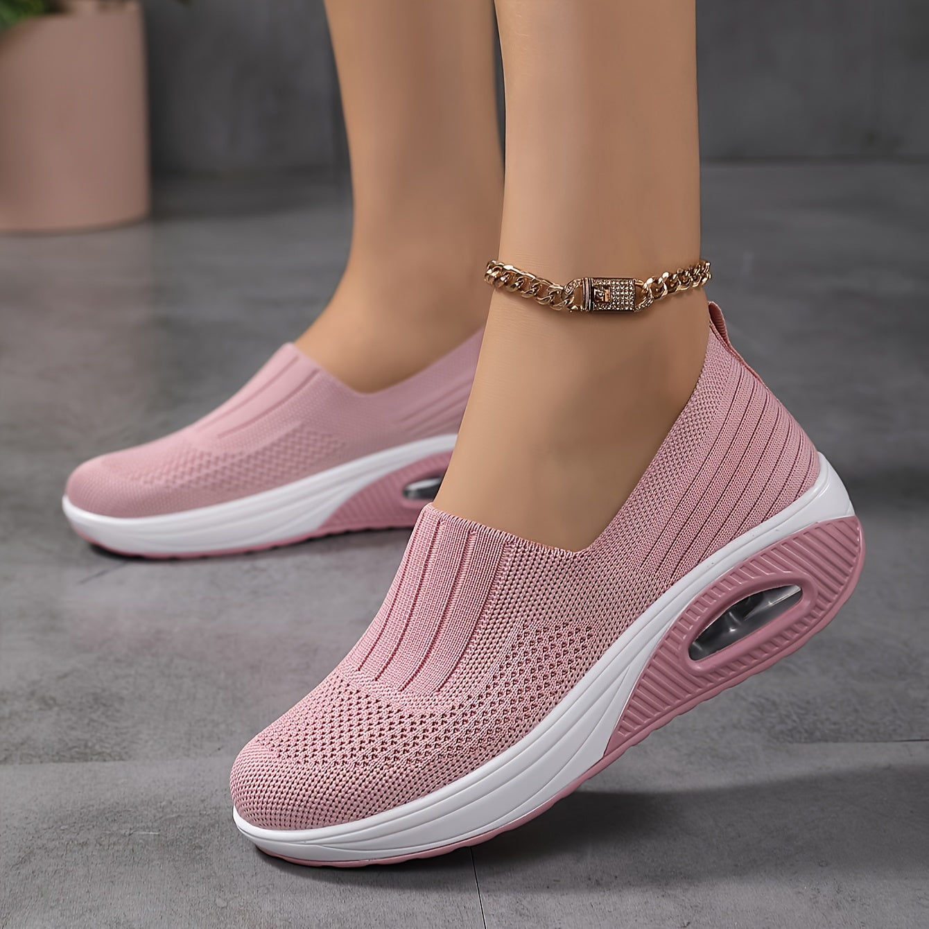 Women's Air Cushion Chunky Sneakers Slip on Running Shoes