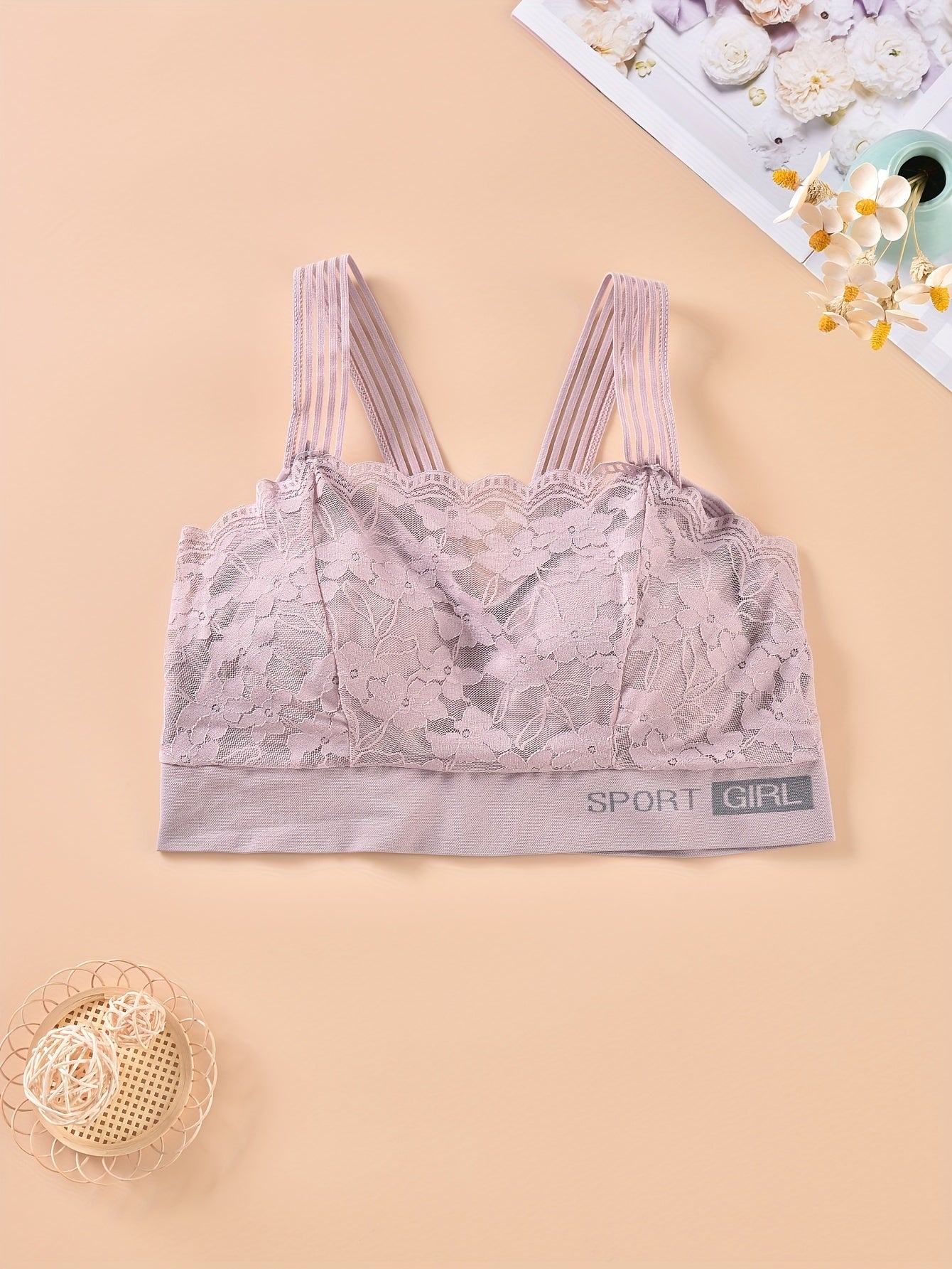 Scallop Trim Lace Bra Wireless
