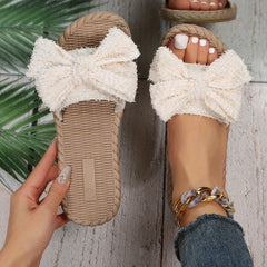 Bowknot Flat Sandals Slip On Open Toe Outdoor Slides Shoes