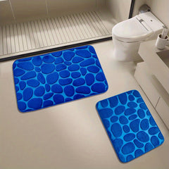 2PC Cobblestone Texture Bathroom Carpet Set