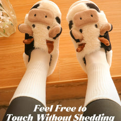 Plush Cow Slippers for Women