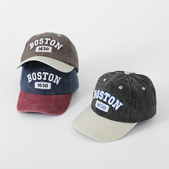 Kids Sunshade Distressed Baseball Cap with Letter Embroidery