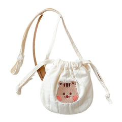 Animal Embroidery Drawstrings Bag Storage Crossbody Coin Purse Wallet
