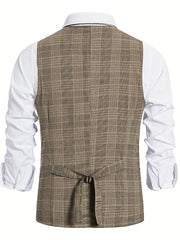 Plaid Double Breasted Men's Retro Suit Vest
