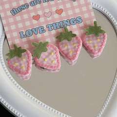 2pcs Girls Pink Strawberry Hairpins Sweet Hair Accessories