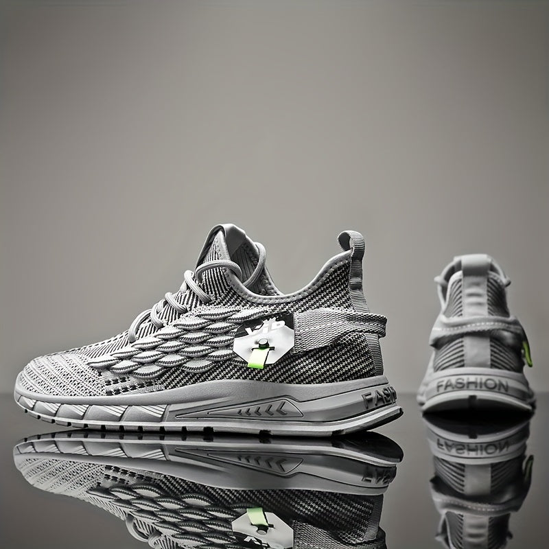 Men's Fish Scale Lace-Up Sneakers Comfortable Walking Shoes