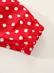 Toddler Girls Polka Dot Graphic Bow Front Elastic Waist Thin Casual Sports Jogge