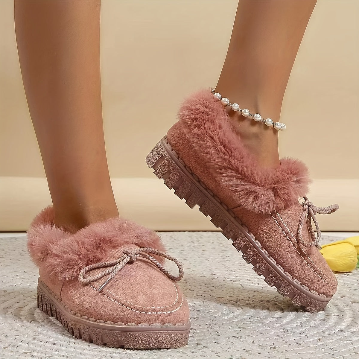 Women's Plush Lined Snow Boots Slip On Ankle Boots