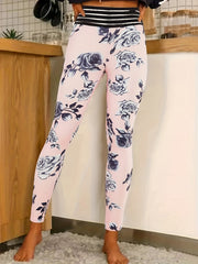 Floral Skinny Leggings High Waist Stretchy Women's Clothing