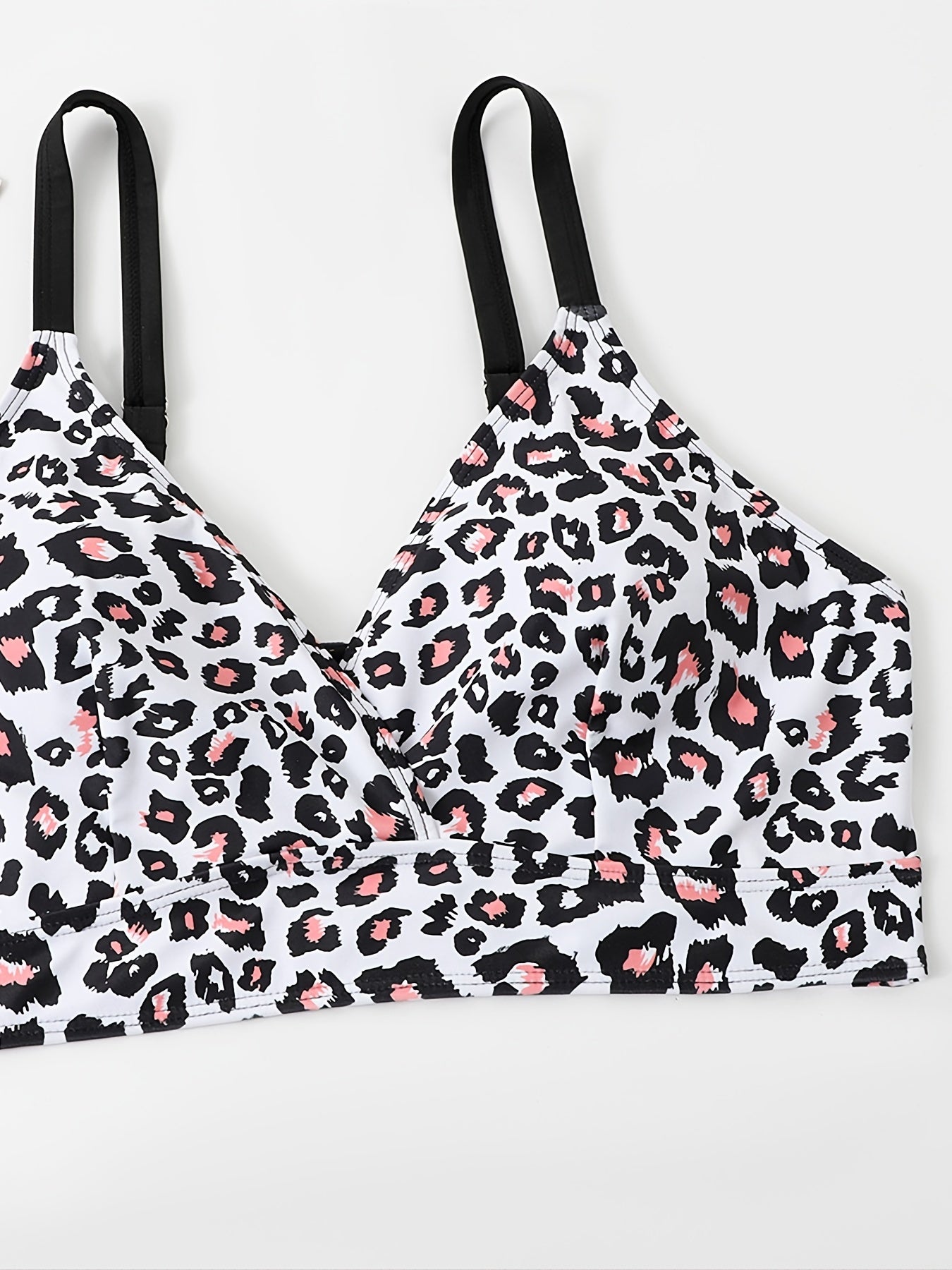 Leopard Print 3pcs Swimsuit Set Plus Size