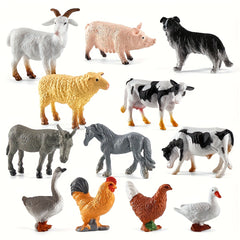 Realistic Poultry & Livestock Model Set Chicken Duck Goose Cow Sheep Pig Dog