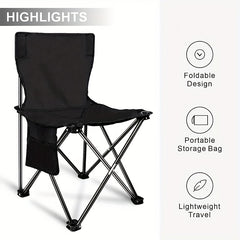 Portable Folding Chair with Side Pocket and Storage Bag for Outdoor Activities