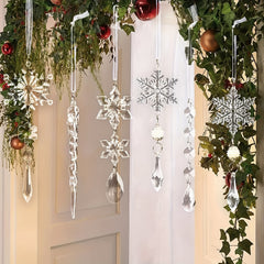 10pcs Acrylic Snowflakes Icicle Hanging Decoration Christmas Tree Supplies