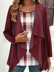 Plaid Print Cami Top & Cardigan Set for Women