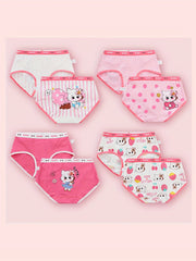 4pc Girls Cartoon Print Boxer Briefs Kids Underwear
