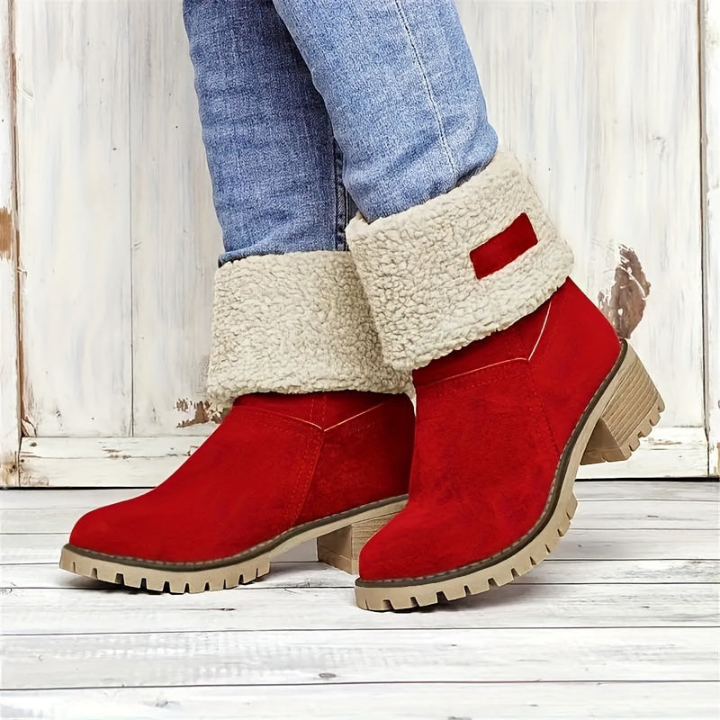 Fluffy Fur Lined Snow Boots Non slip Medium Tube Women's Boots