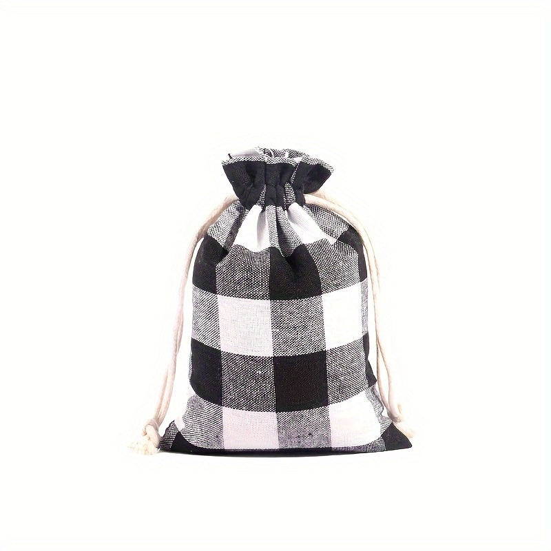 6pcs Plaid Fabric Gift Bags 24 Days Advent Calendar Cand