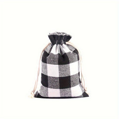 6pcs Plaid Fabric Gift Bags 24 Days Advent Calendar Cand