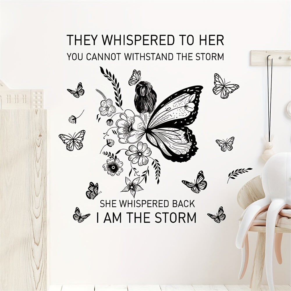 Butterfly Girl Wall Sticker Self Adhesive PVC Decal for Home Decor