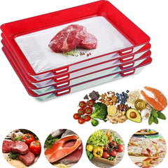 1pc Food Preservation Trays Stackable Reusable Food Tray With Plastic Lid
