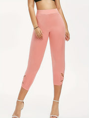 High Waist Solid Cut Out Leggings Women's Clothing