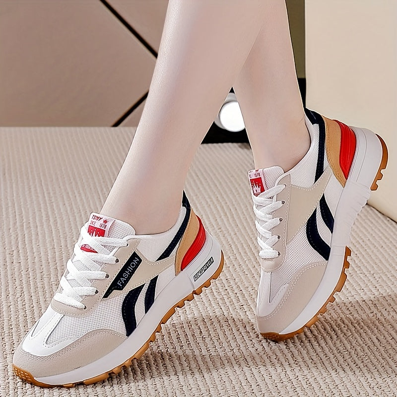 Women's Colorblock Sports Shoes Mesh Breathable Running Sneakers