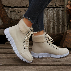 Women's Lace up Snow Boots Faux Fur Lined Anti-slip Ankle Booties