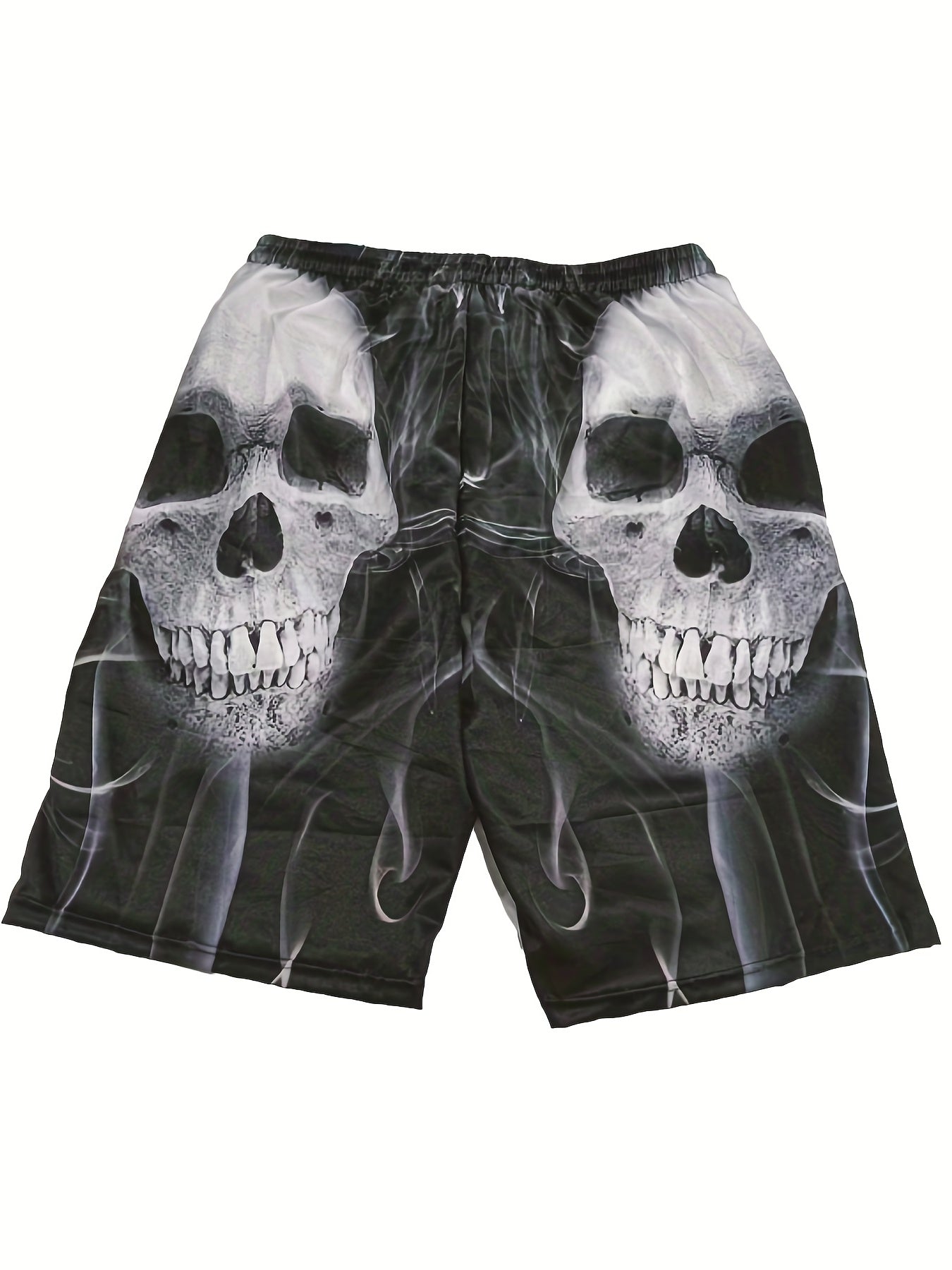 Men's Smoking Skull Print Shorts for Summer Outdoor Activities