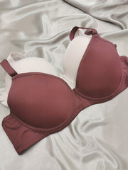 2 Pcs Solid Push Up Bras Comfortable & Breathable T shirt Bra Women's Lingerie
