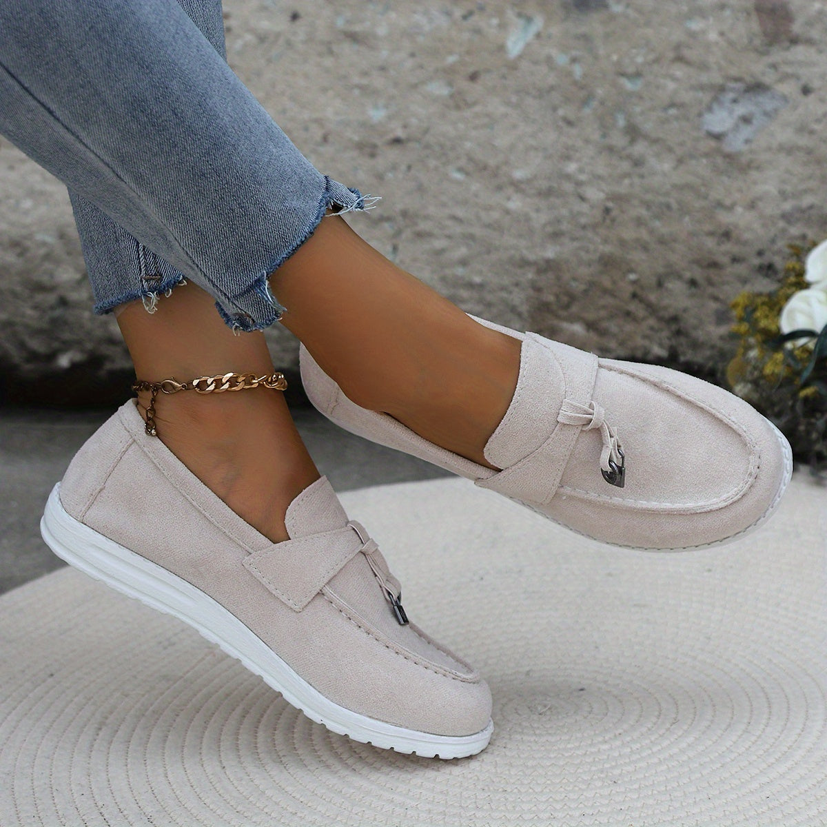 Metal Decor Lightweight Slip On Skate Shoes