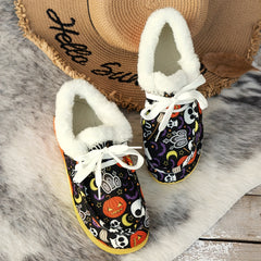 Women's Halloween Skeleton Pattern Non slip Sneakers Low Top Sport Shoes