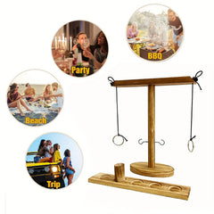 Ring Toss Game Indoor Outdoor Wooden Hook Set