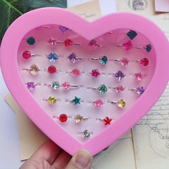 5pcs Alloy Girls Rings Mixed Style Mixed Colors Rhinestone Rings
