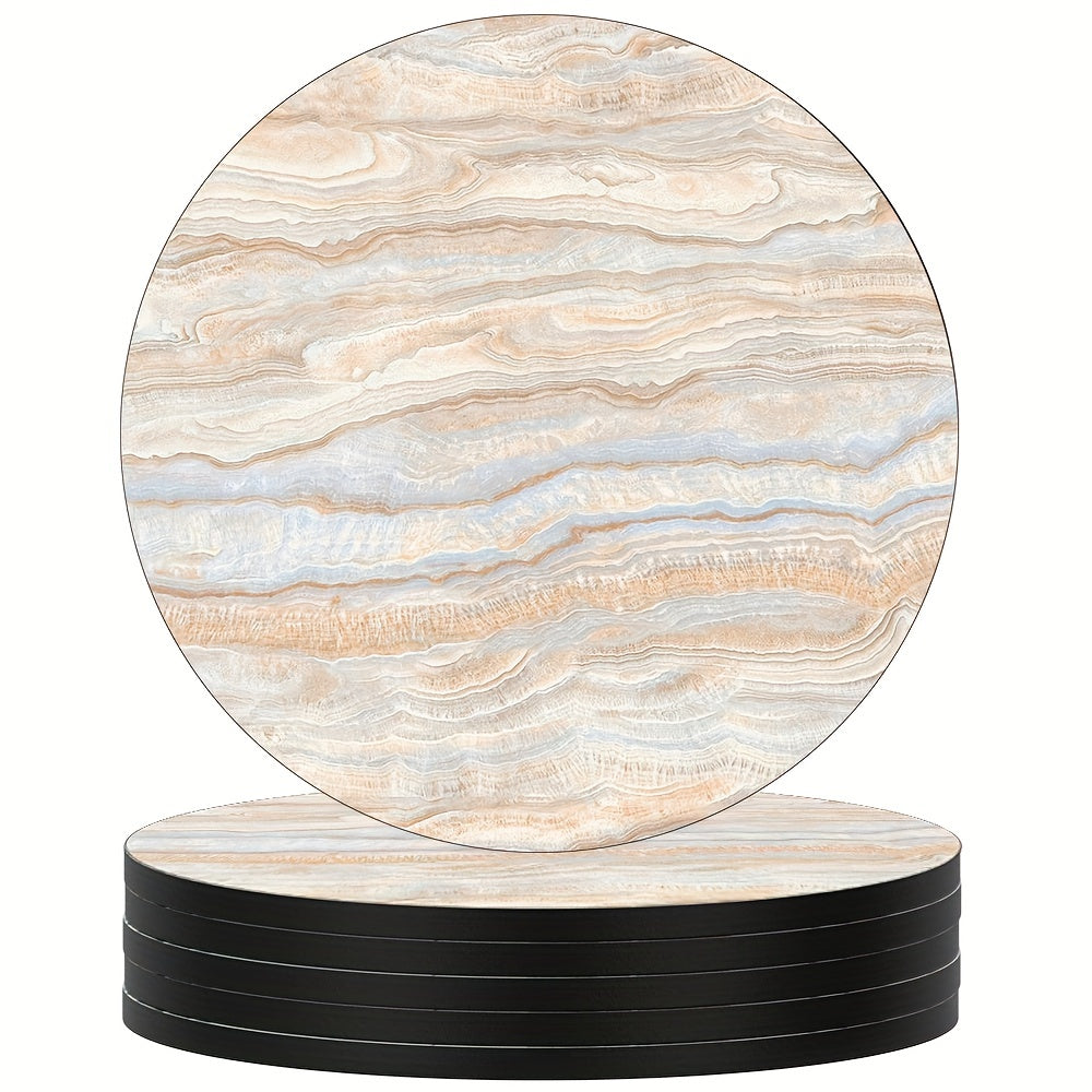 6pcs Colorful Marbling Coasters Non-slip Rubber Drink Coasters