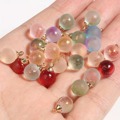10pcs Golden Dot Frosted Round Bead Glass Charms DIY Jewelry Accessories
