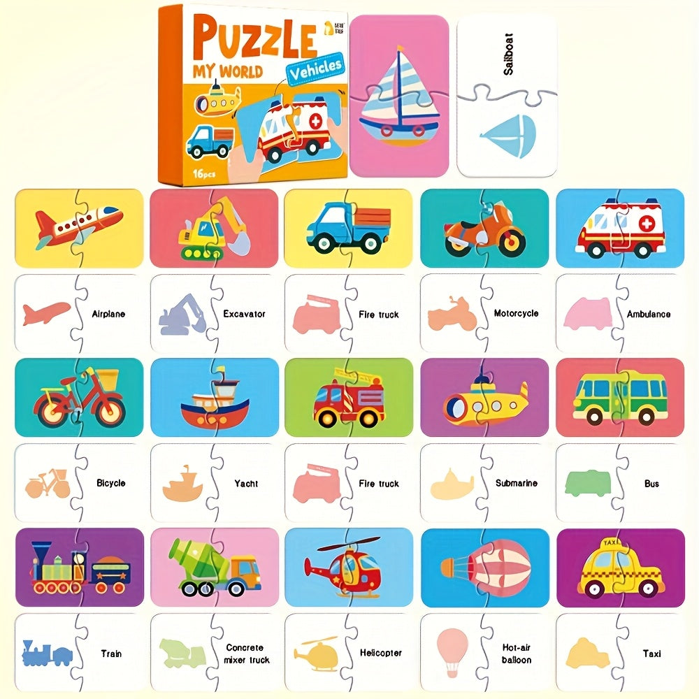 Educational Jigsaw Puzzles 16-48pcs Animals Daily Life Vehicles Fruits&Vegetable