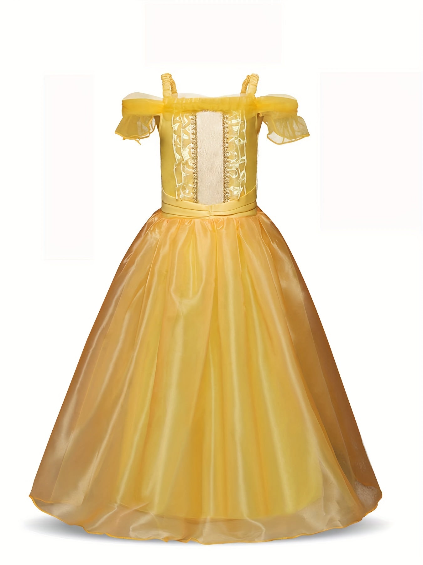 Princess Dress with Artificial Diamonds and Mesh Sleeves