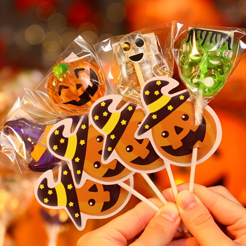 50pcs Halloween Pumpkin Lollipop Decoration Card - Halloween Decor Supplies