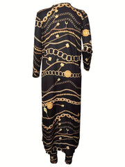 Chain Print Two piece Set Coat & Pants Outfit