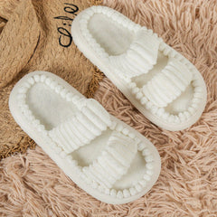 Double Strap Platform Slippers Plush Home Shoes