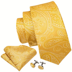 Men's Jacquard Tie & Hankerchief & Cufflinks Set