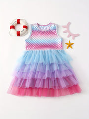 Girls Mermaid Dress Princess Pageant Gown Christmas Birthday Party Dress